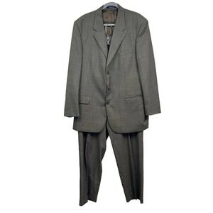Jean Paul Germain 2Pc Wool Suit Jacket and Pants Men 3 Button Ventless Olive 46T